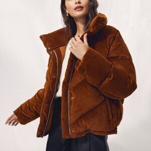 Aritzia Wilfred Corduroy Cloud Puff Jacket - Like New, 100% Goose Down